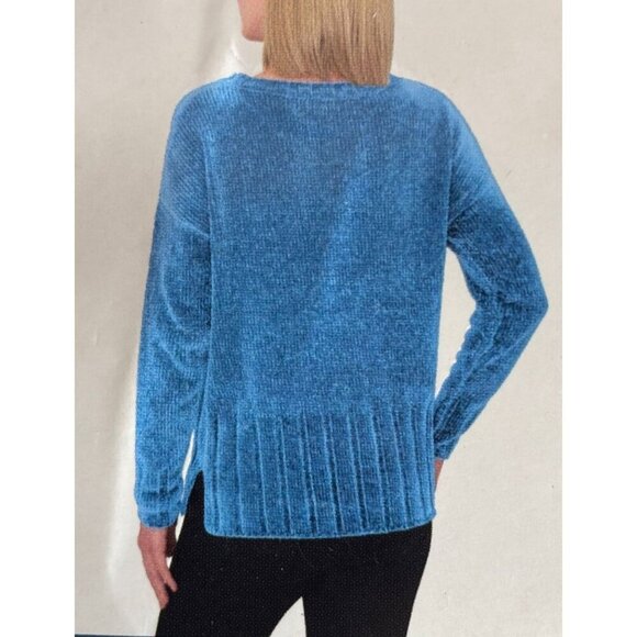 Seven 7 Womens Stylish Chenille Pullover Blue Size Large - Picture 2 of 9
